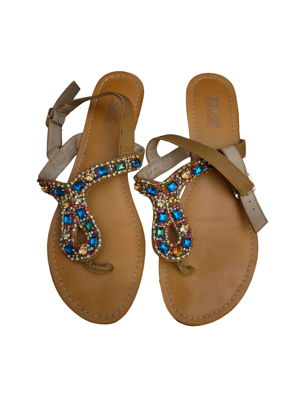 Dolce by Mojo Moxy Rhinestone Gem Embellished Flat Sandals Size 9
